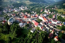 Luftbild von Duszniki Zdroj (Bad Reinerz), Polen