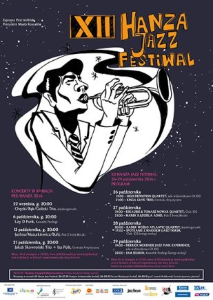 Sie sehen das Plakat des Hanza Jazz Festivals in Koszalin bei Mielno 2016